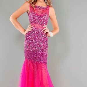 Jovani Fuchsia Beaded Formal Prom Dress